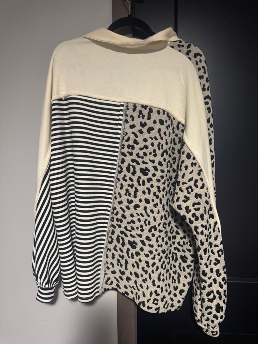 BiBi Cream and Black Mixed Print Button Cardigan - Picture 3 of 3